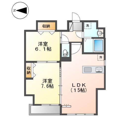 GRAND SOLEIL大須白川(2LDK/7階)の間取り写真