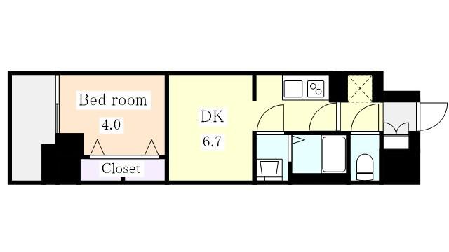 プレサンスTHE高岳(1DK/10階)の間取り写真