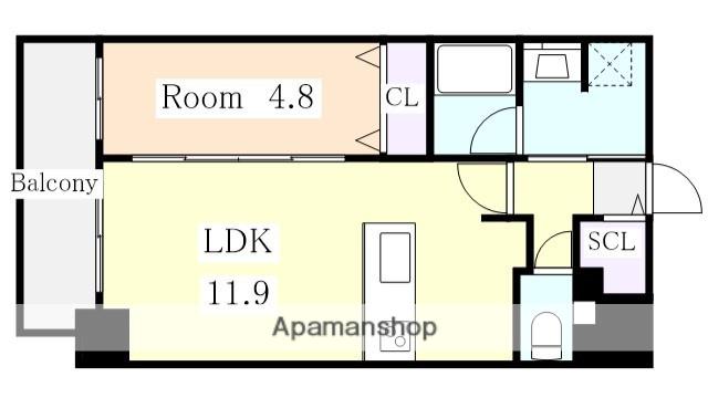 メイクス鶴舞Ⅱ(1LDK/14階)の間取り写真