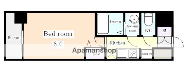 メイクス今池PRIME(1K/14階)の間取り写真