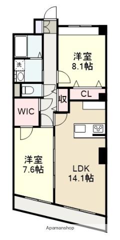 PHOENIX KANAYAMA(2LDK/4階)の間取り写真