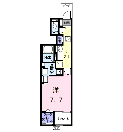 イーストスクエア(1K/1階)の間取り写真