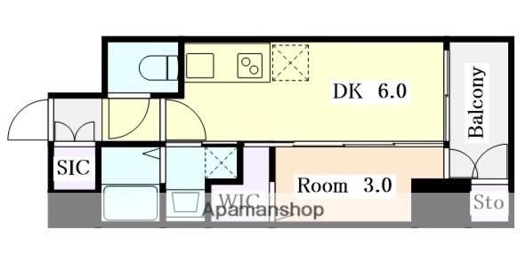 エステムコート名古屋葵(1DK/14階)の間取り写真