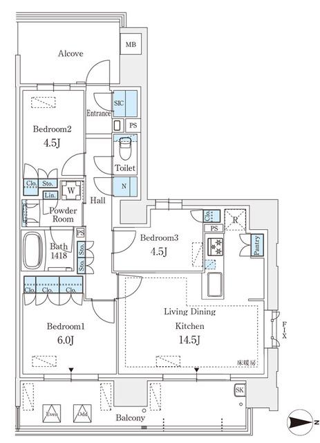 GRANPASEO丸の内(3LDK/6階)の間取り写真
