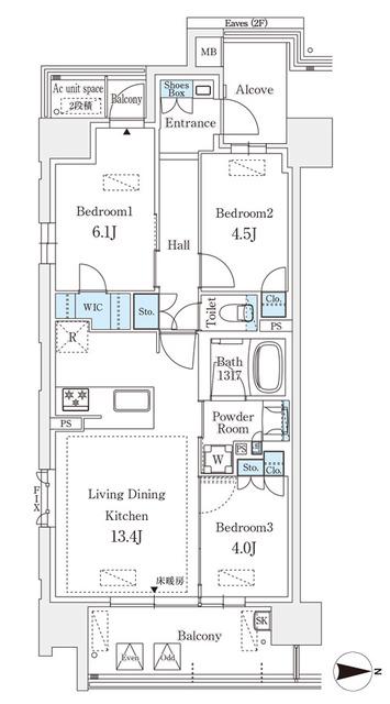 GRANPASEO丸の内(3LDK/7階)の間取り写真