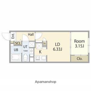 リーデンス今池(1LDK/4階)の間取り写真