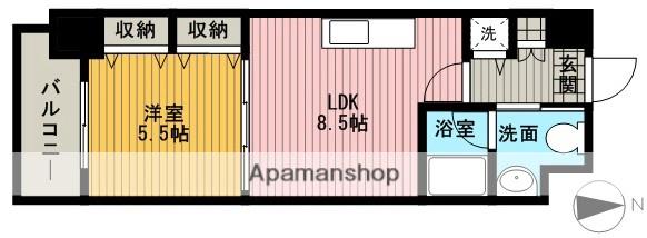 プラウランド堀田(1LDK/8階)の間取り写真