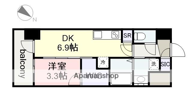 エステムコート名古屋新栄Ⅴラポール(1DK/2階)の間取り写真
