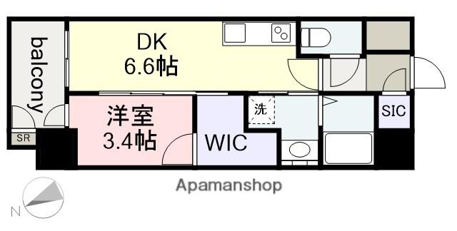 エステムコート名古屋新栄Ⅳネスト(1DK/13階)の間取り写真