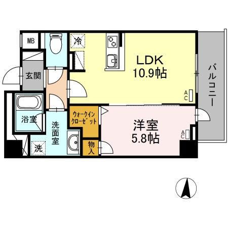 RESIDENCE丸の内七間町(1LDK/8階)の間取り写真