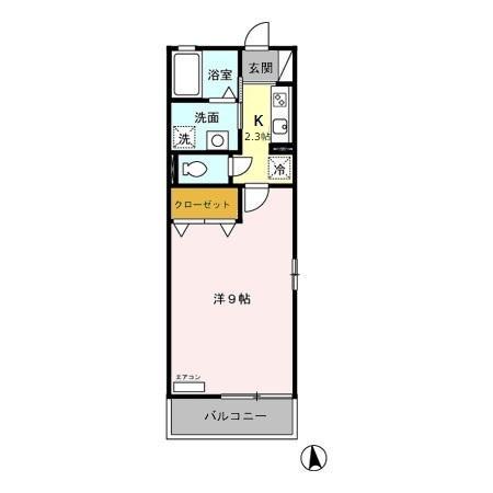 ラポール春岡(1K/2階)の間取り写真