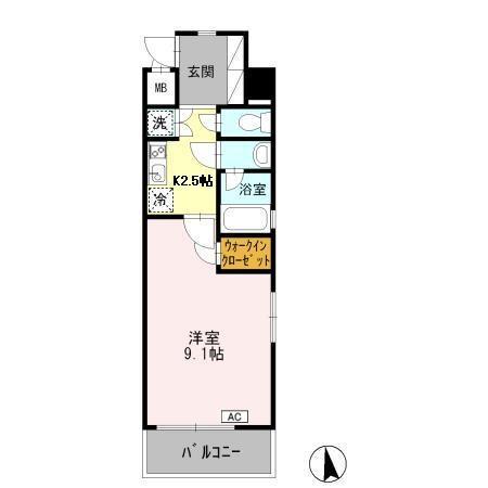 グランシャリオ金山(1K/4階)の間取り写真