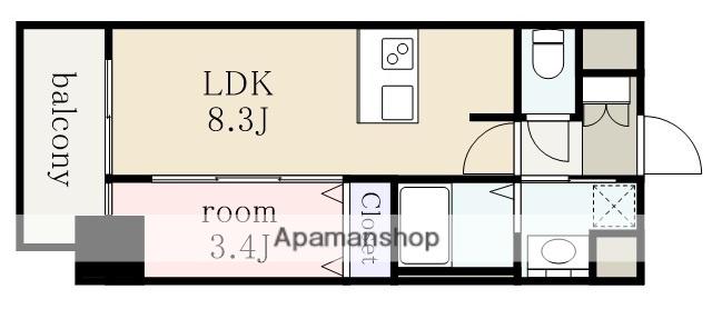 MAXIV東別院(1LDK/10階)の間取り写真