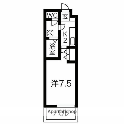 ルシエル吹上(1K/1階)の間取り写真