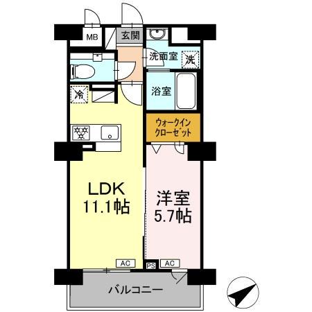 リュミエール千種(1LDK/1階)の間取り写真