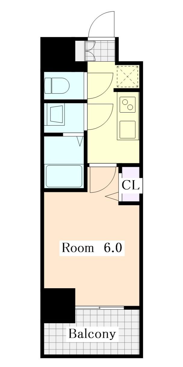 メイクスアート上前津Ⅵ(1K/11階)の間取り写真