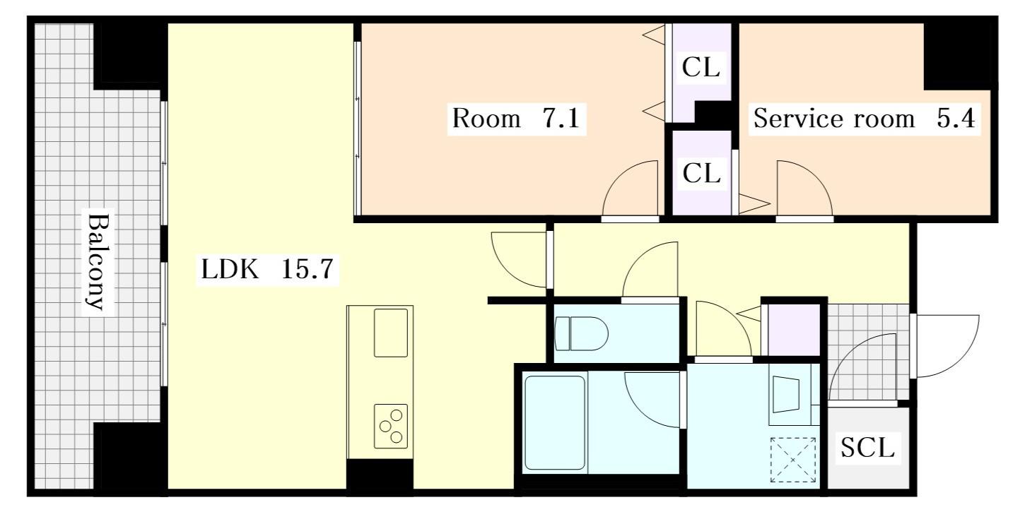 さくらHILLS ROKUBAN PLATINUM RESIDE(1SLDK/10階)の間取り写真