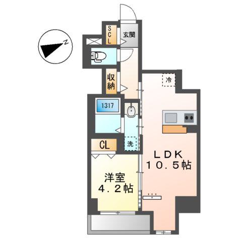 THE BLOSSOM 新栄(1LDK/7階)の間取り写真