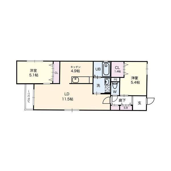 CELENEST高岳(2LDK/3階)の間取り写真