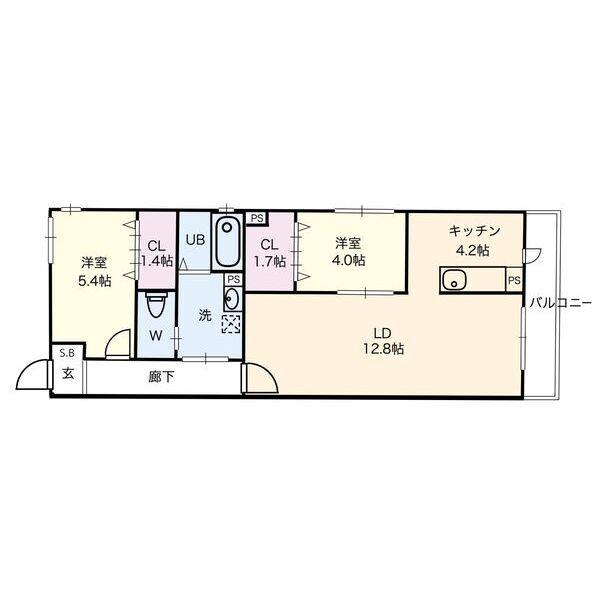 CELENEST高岳(2LDK/3階)の間取り写真