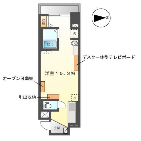 GRAND CHAINON金山(ワンルーム/8階)の間取り写真