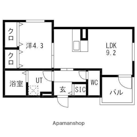 ANECIS桜山西(1LDK/1階)の間取り写真