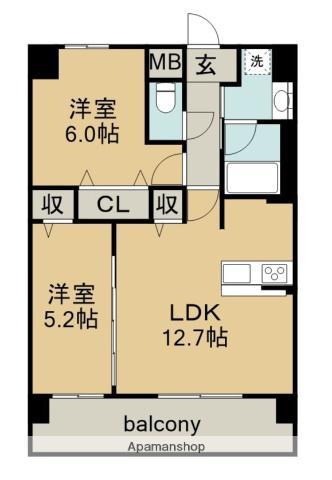 セイワパレス吹上公園(2LDK/9階)の間取り写真