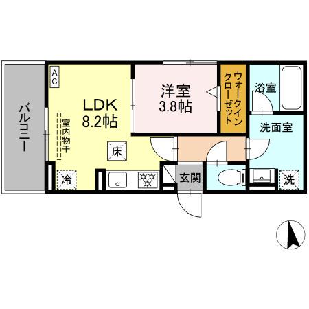 ノクターン内山(1LDK/1階)の間取り写真