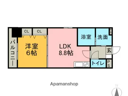 ランドルチェ大須(1LDK/2階)の間取り写真