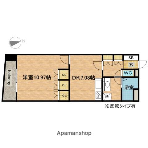 セイント橘(1DK/10階)の間取り写真