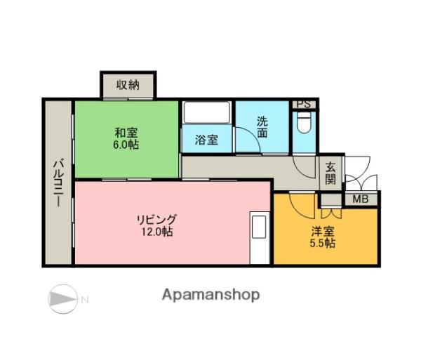 パークハウスYAGUMA(2LDK/7階)の間取り写真