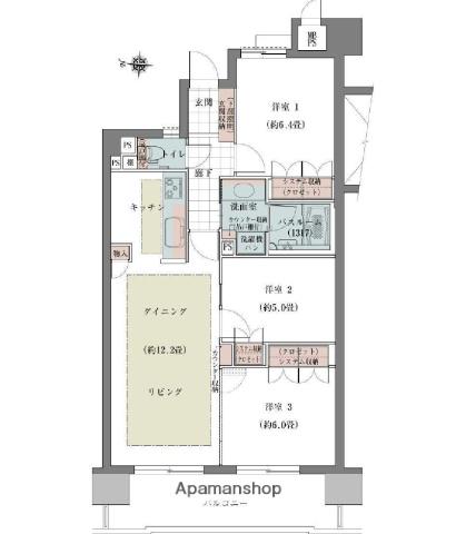 リエトコート丸の内(3LDK/14階)の間取り写真