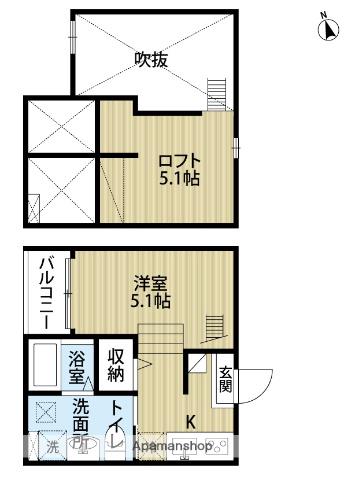 M.Kオリオン名古屋(1K/2階)の間取り写真