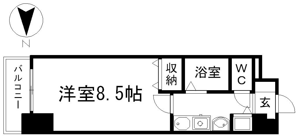 プレサンス名古屋駅前グランヴィル(1K/6階)の間取り写真