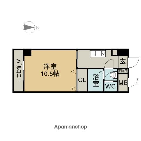 ウイングパーク(1K/2階)の間取り写真