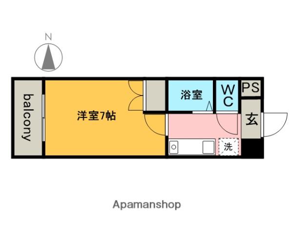 レジデンスフクザワⅡ(1K/4階)の間取り写真