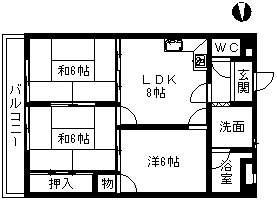 スカイメゾン(3DK/4階)の間取り写真