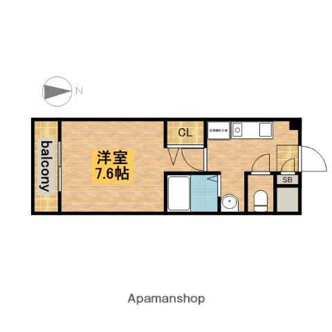 アミュズマン亀城(1K/2階)の間取り写真