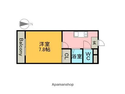 シャンポール大須(1K/2階)の間取り写真