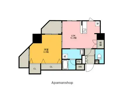 GRAMERCY SHIROMI-DORI(1LDK/9階)の間取り写真