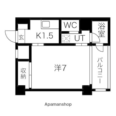 クレイタスパーク2(1K/2階)の間取り写真