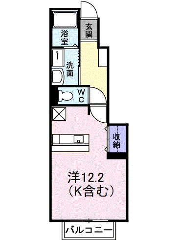 プレステージⅡA(ワンルーム/1階)の間取り写真