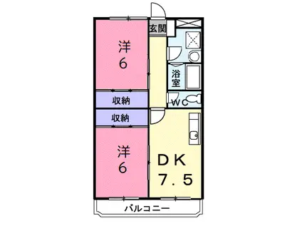 アピタシオンモアージュ(2DK/3階)の間取り写真