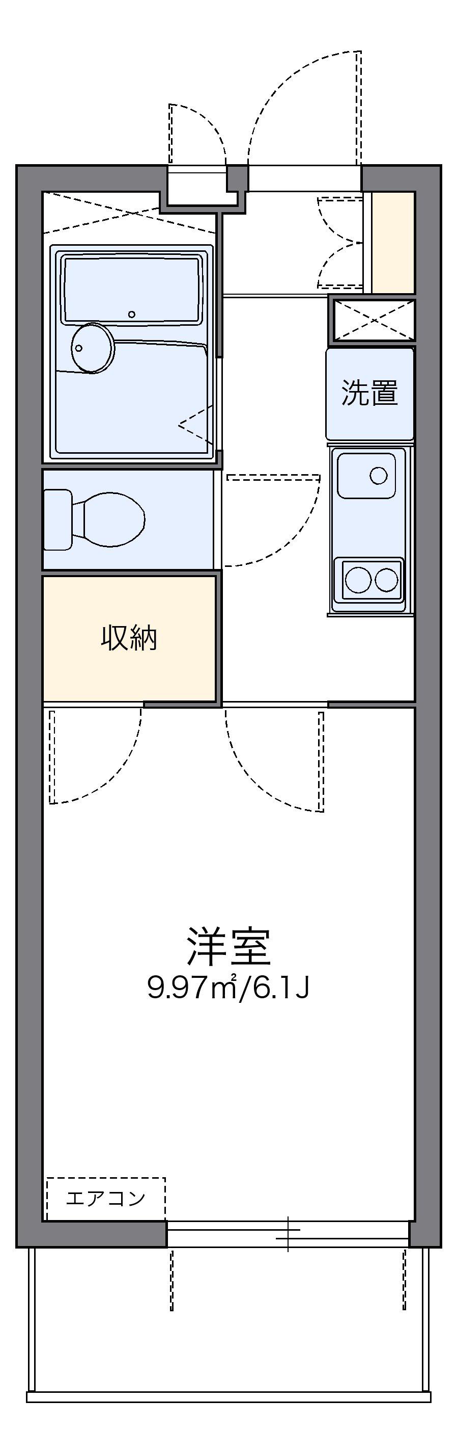 レオパレスKT今池(1K/1階)の間取り写真