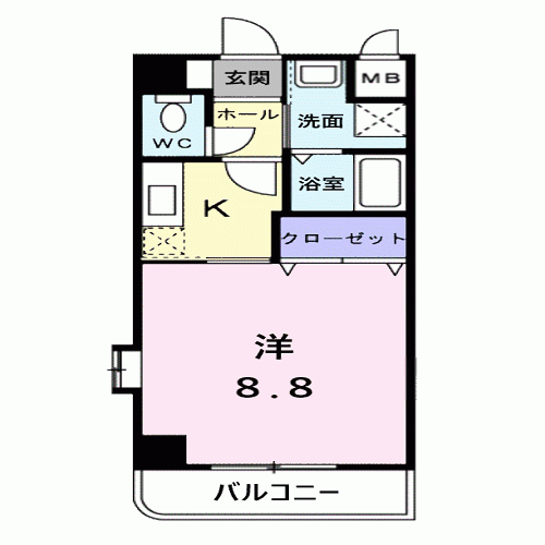中央本線 新守山駅 徒歩14分 3階建 築19年(1K/3階)の間取り写真