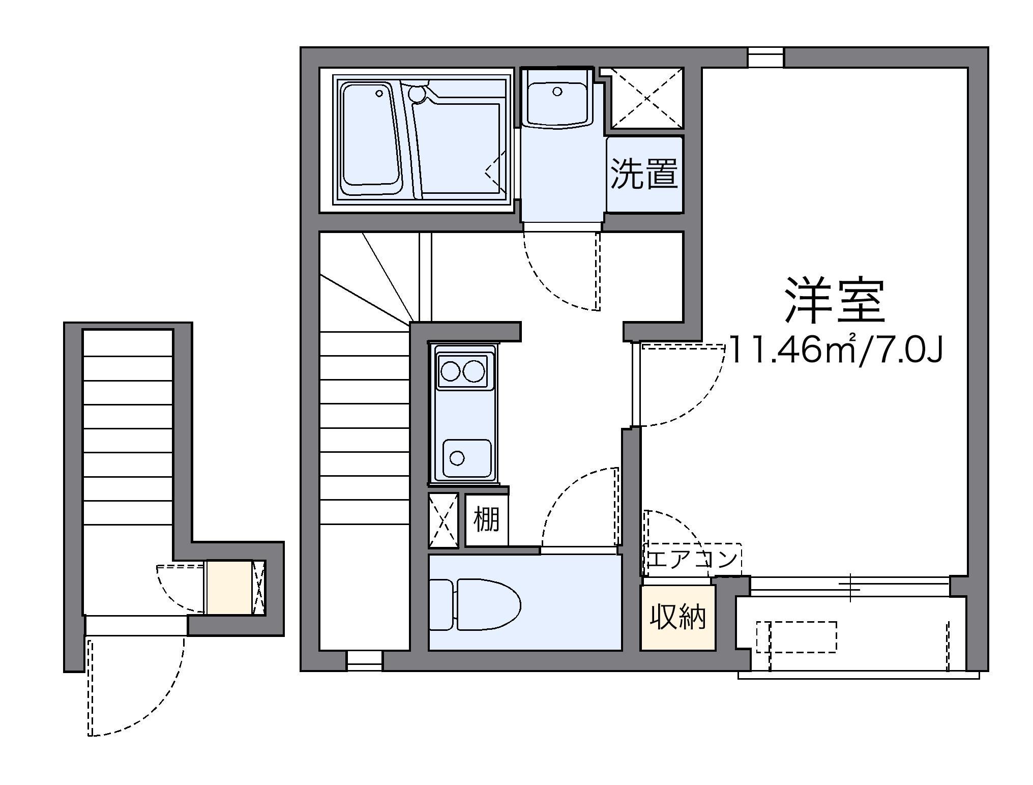 レオネクスト白菊Ⅱ(1K/2階)の間取り写真