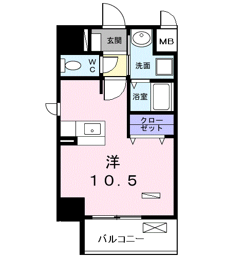 ザ・ノーブル・レジデンス上更(ワンルーム/8階)の間取り写真