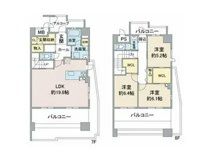  EPOCH IKAI(3LDK/7階)の間取り写真