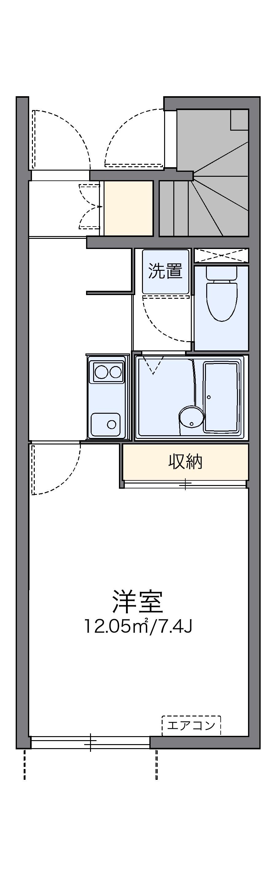 レオネクストTSUKIMI(1K/1階)の間取り写真