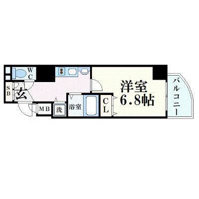 プレサンス覚王山D-STYLEⅡ(1K/11階)の間取り写真